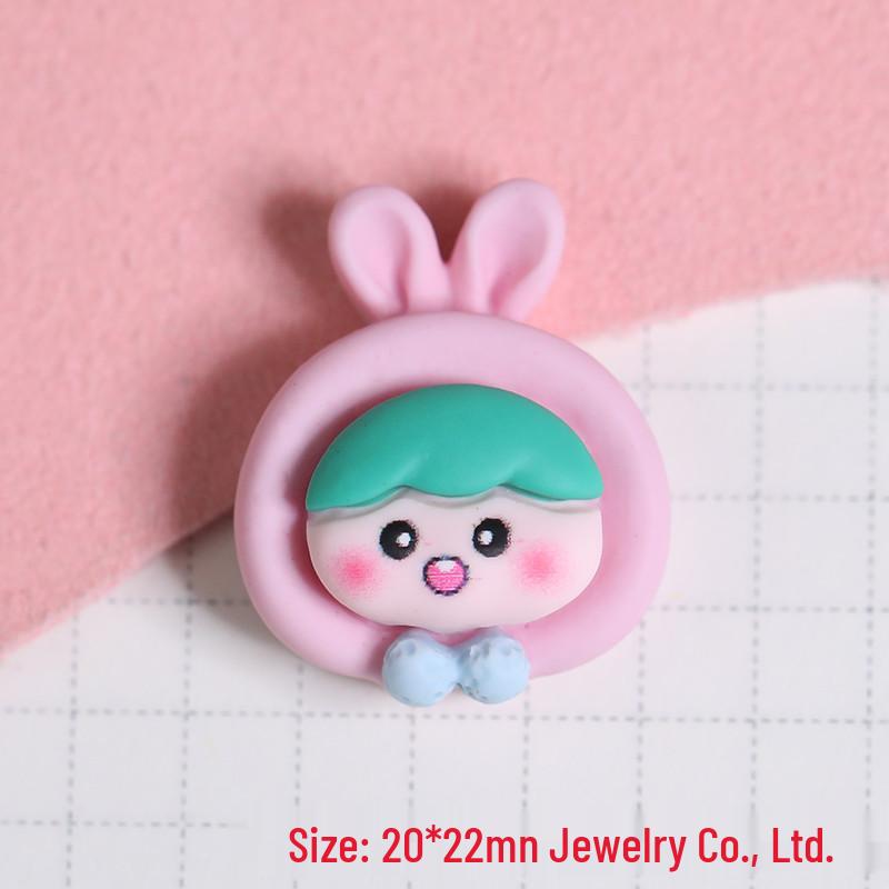 Cartoon Girl Head Resin Stickers: DIY Headwear, Hair Clips, Phone Cases, Car Decorations розовый