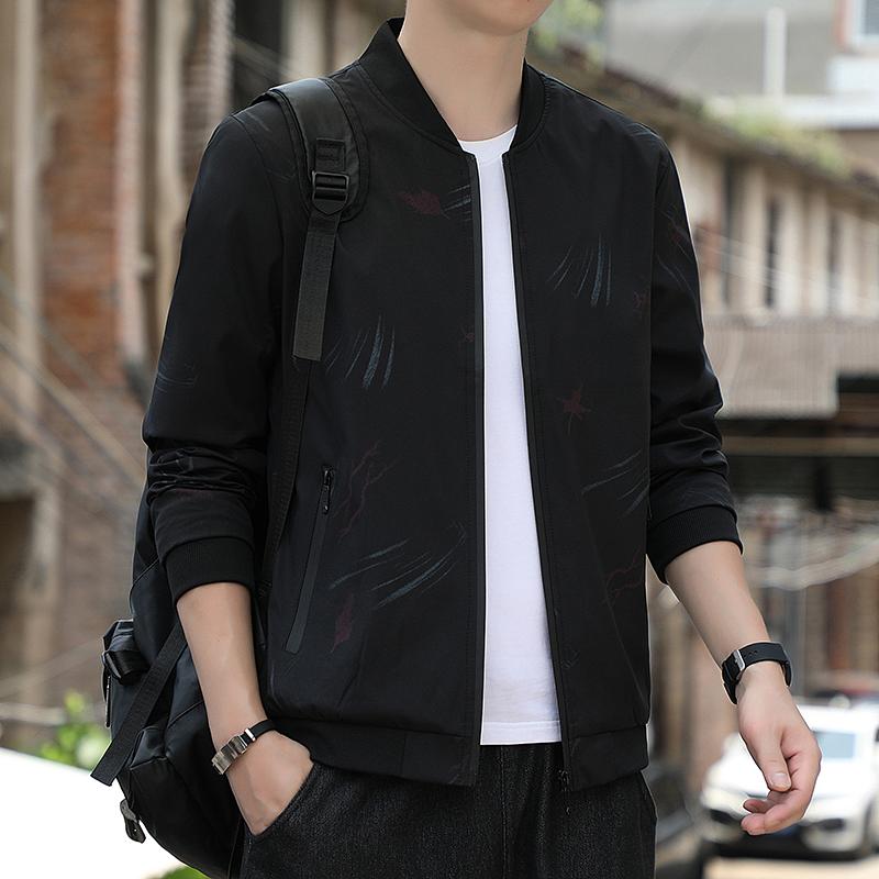 Spring and Autumn Jacket Men's 3D New Casual Solid Color Zipper Jacket Men's