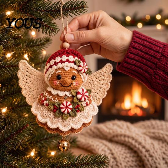 Easy Crochet Projects for Holidays Christmas Angel DIY Kit, Make Hanging Ornament, Festive Beginner Starter Kit Craft Adults Teens, Handmade