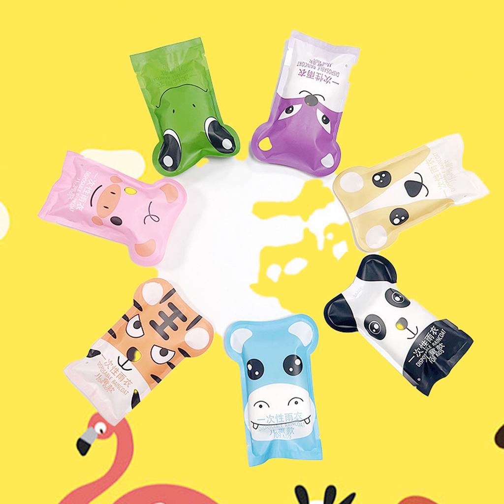 7pcs Disposables Raincoats Cartoon Thickened Rain Ponchos Children Portable Waterproof Outdoor Travel Onepiece Rain Wear