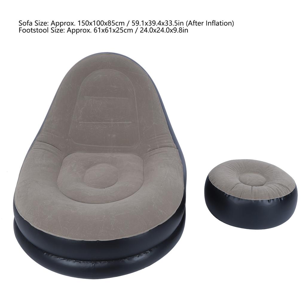 Modern Inflatable Folding Recliner Sofa Chair With Footstool For Living Room Balcony Garden