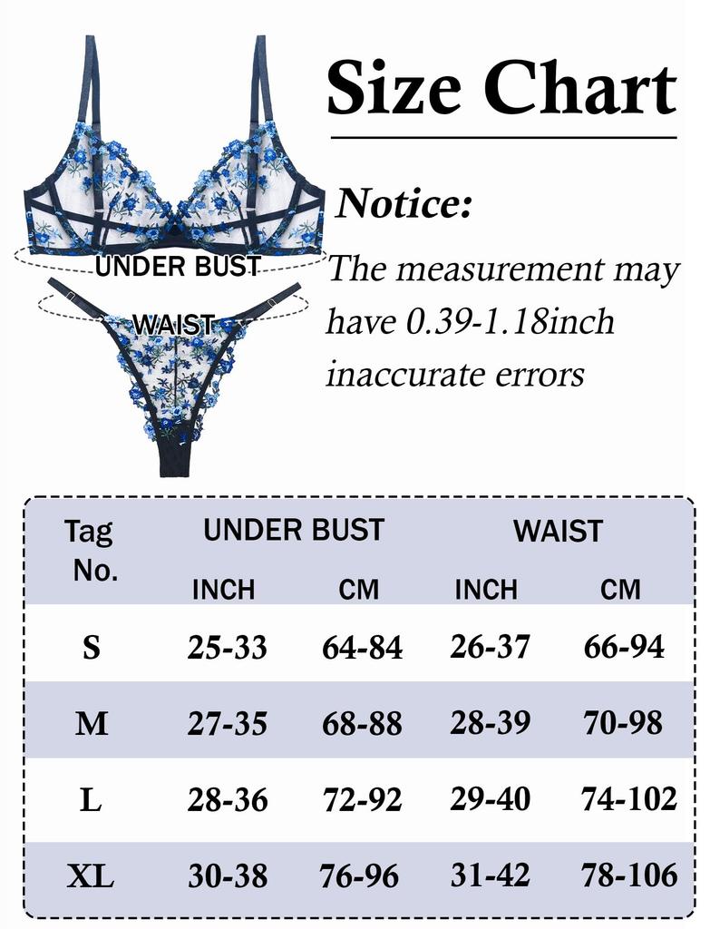 Floral Lingerie Bra and Shorts Lace Padless Beautiful XL [Maeau] See-Through Set, Underwear, Women's Innerwear, Sexy, Embroidered, Bra, Sheer, Thin,
