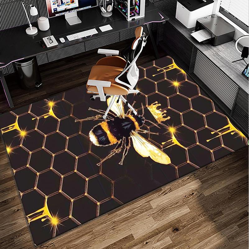 Bumblebee And Sunflower Office Rug Chair Mat, Entryway Carpet, Suitable for Front Door, Bedroom, Living Room, Desk, Holiday Gift