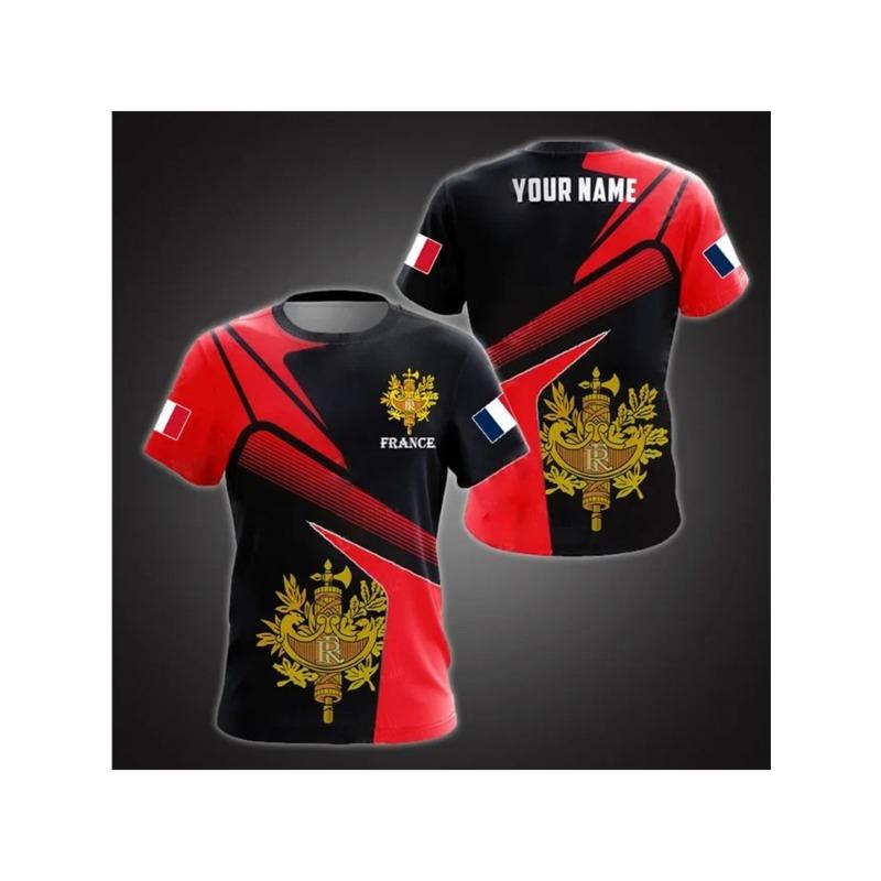 France Emblem Skull Graphic Custom Tees Summer Casual Streetwear Men's Fashion O-neck T-shirts Boys Oversized Short Sleeve Tops