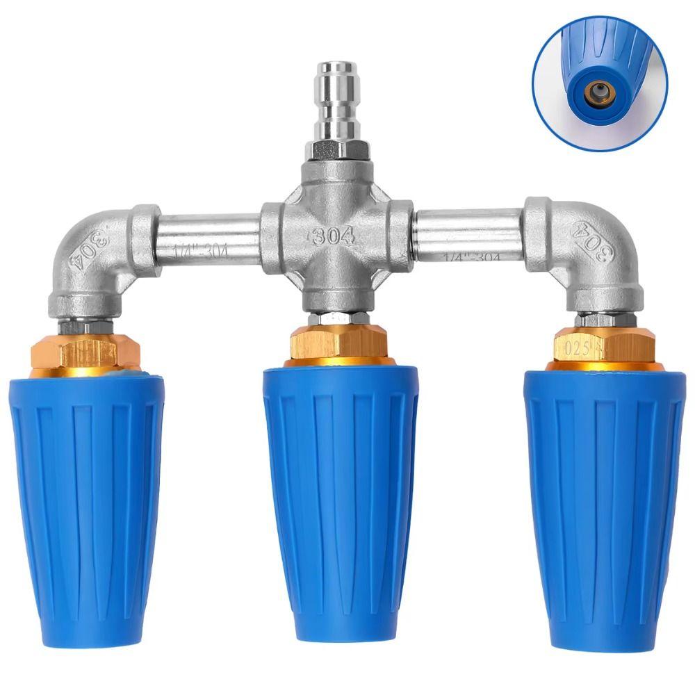 1/4 Inch Quick Connector Turbo Nozzle 360-Degree Rotation Triple Turbine Nozzle  Lawn