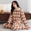 Woven Pure Cotton Padded Jacket Pajamas Women'S Winter Three-Layer Thickened And Velvet Mother Loungewear Winter Warm Suit