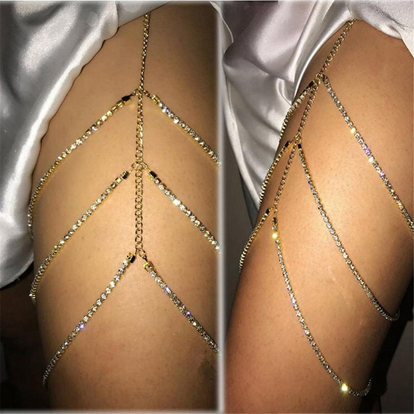 Women Fashion Summer Beach Fashion Exaggerated Personality Three-layer Thigh Chain