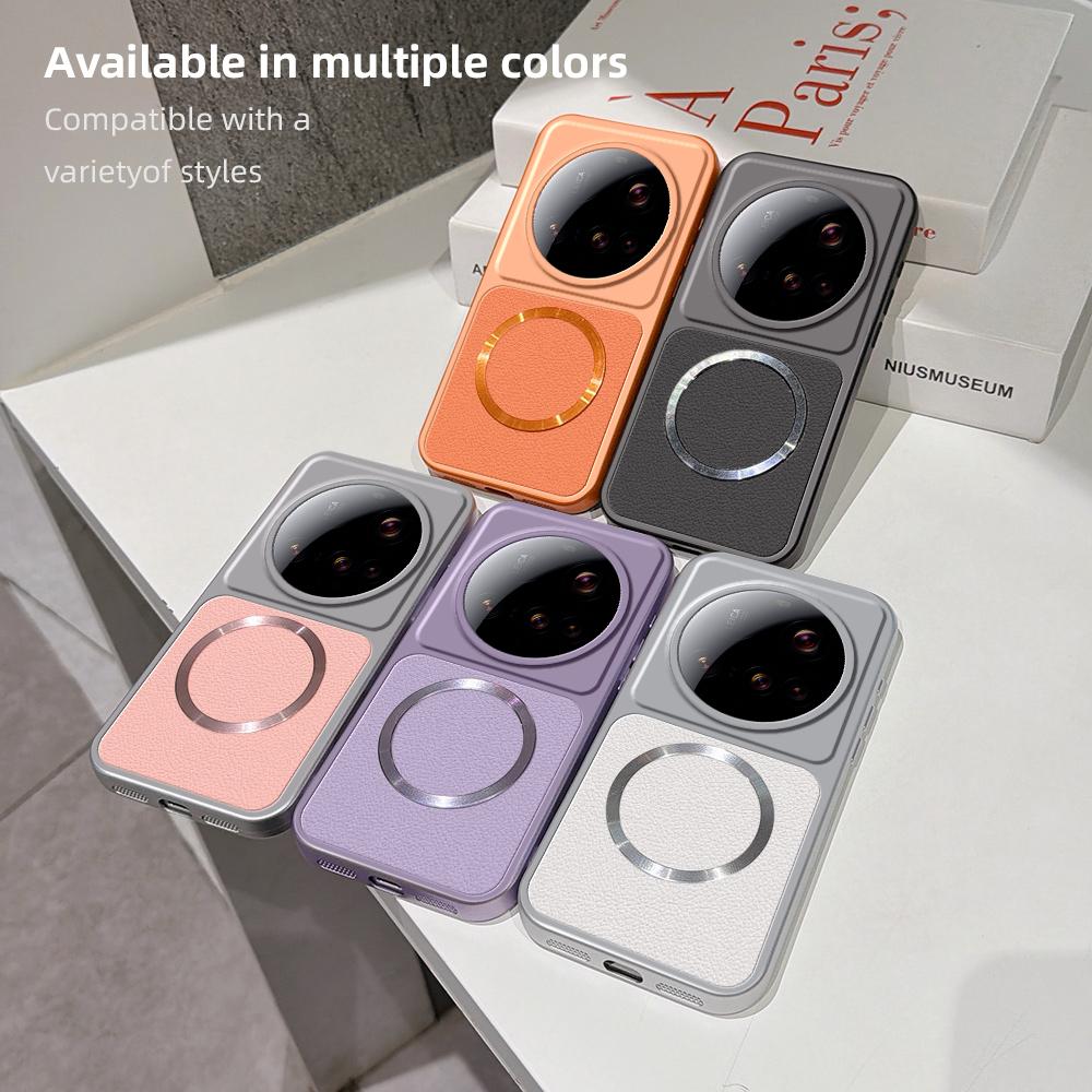 For XiaoMi 15 14 Ultra Case New Lychee Pattern CD Magnetic Ring Ultra-Thin Cover For XiaoMi 15 Ultra Shockproof Bumper Funda