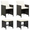VidaXL Garden Chair and Stool Set 4 Pcs Woven Resin Black 316751