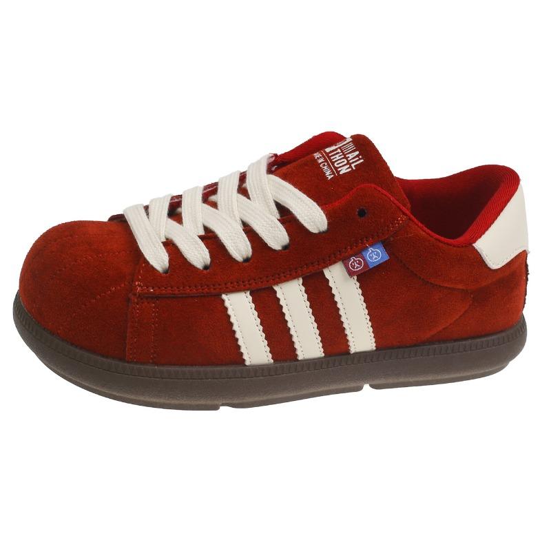 Autumn retro three-bar striped Maillard color matching board shoes women's leisure sports increase