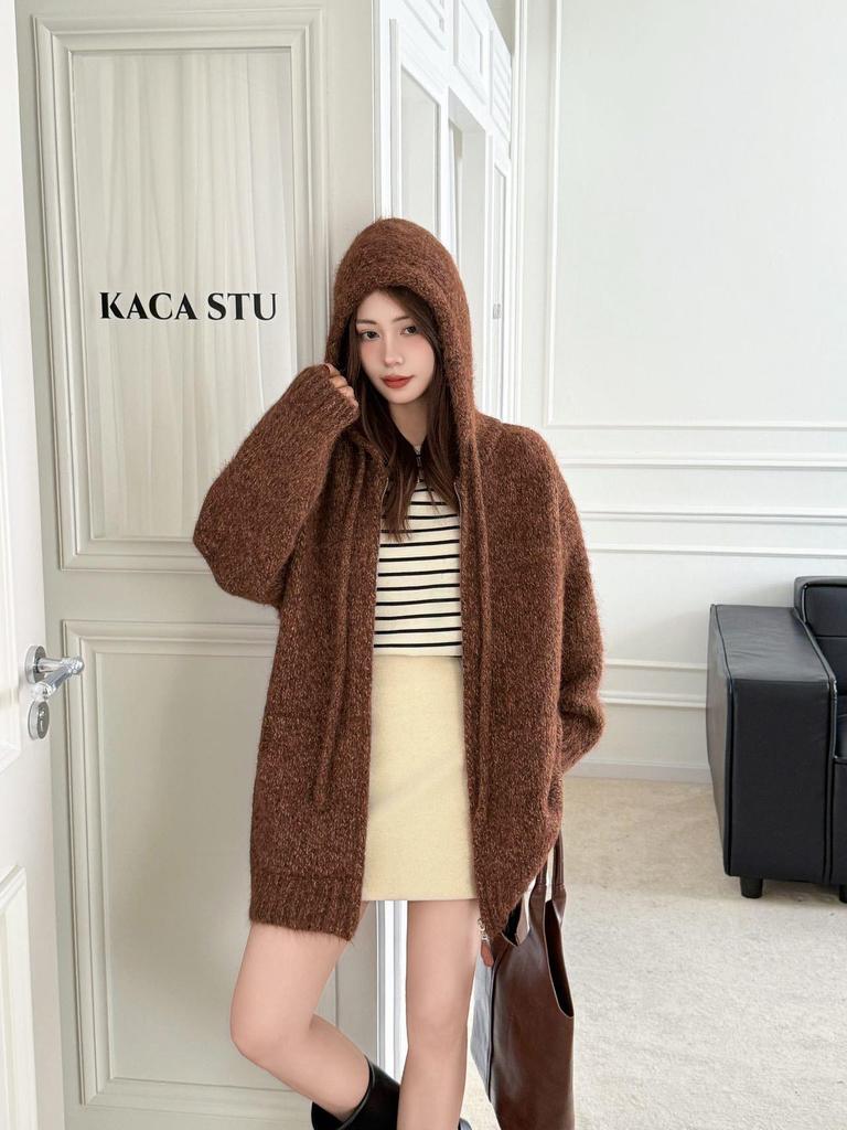 2025 High-End Korean Style Hooded Knitted Cardigan - Autumn/Winter Versatile Casual Sweater