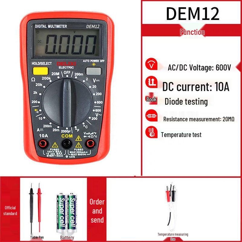 DELIXI Digital High-Precision Multimeter: Anti-Burn, Portable, Smart, Auto, Multipurpose Meter for Electricians.