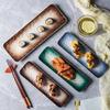 Japanische Keramik rechteckige Platte für Sushi, Dim Sum und Sashimi