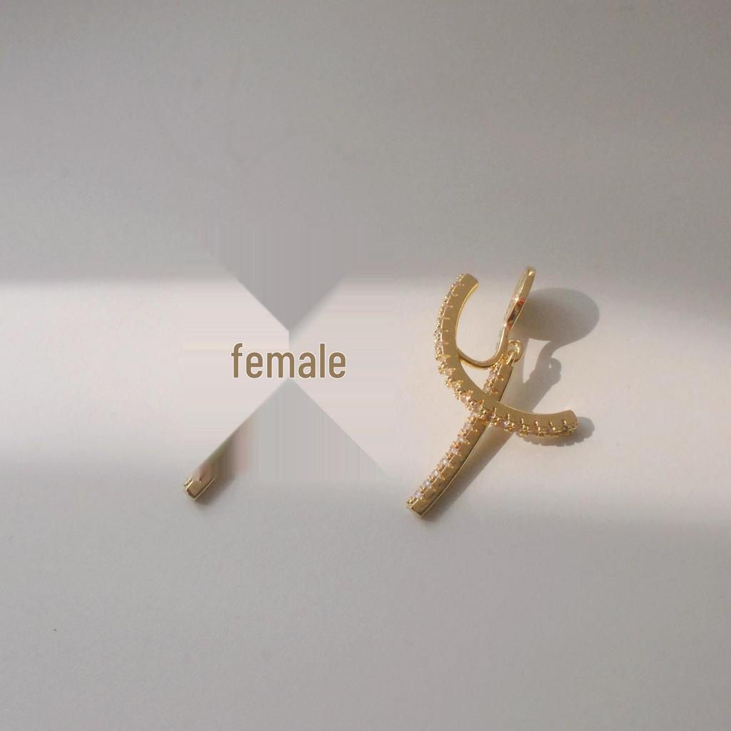 Korean Micro-Paved Diamond Ear Clip Earrings for Women, No-Pierce Slimming Cross Drop Accessories