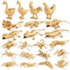 Simulation Poultry Animal Model Gold Edition Mini Chicken Duck Goose Dragonfly Lizard Insect Set Toy