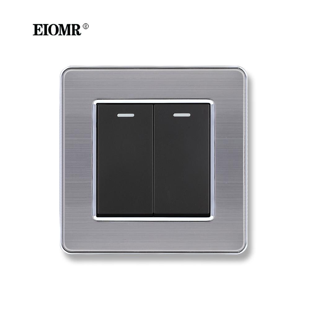 EIOMR EU/UK Standard Lichtschalter 16A 250V 2-fach 1-Wege / 2-Wege Wippschalter Großes Panel Luxus Wandtaster Unterputzschalter