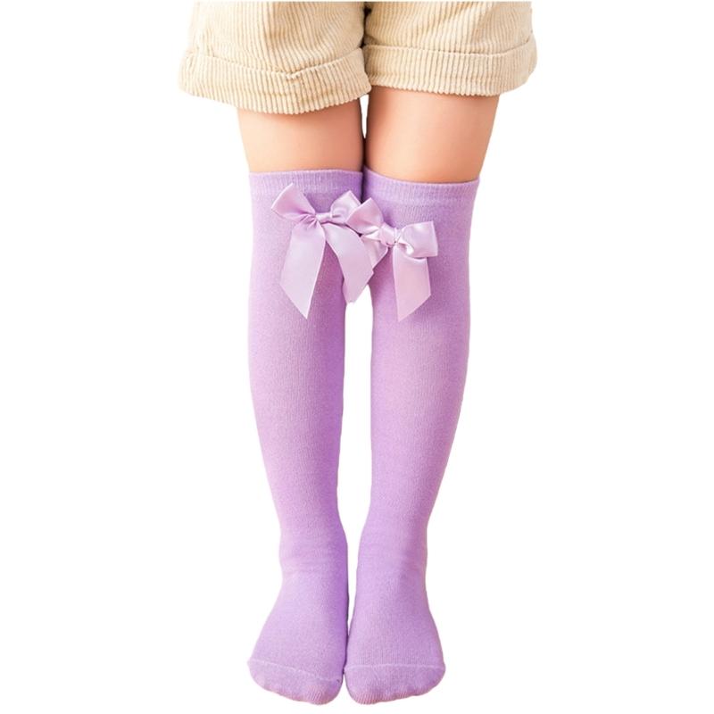 Breathable Stockings Cotton Heelless Socks With Bowknot Detail Comfort For Kids Party Occasion And Daily Use