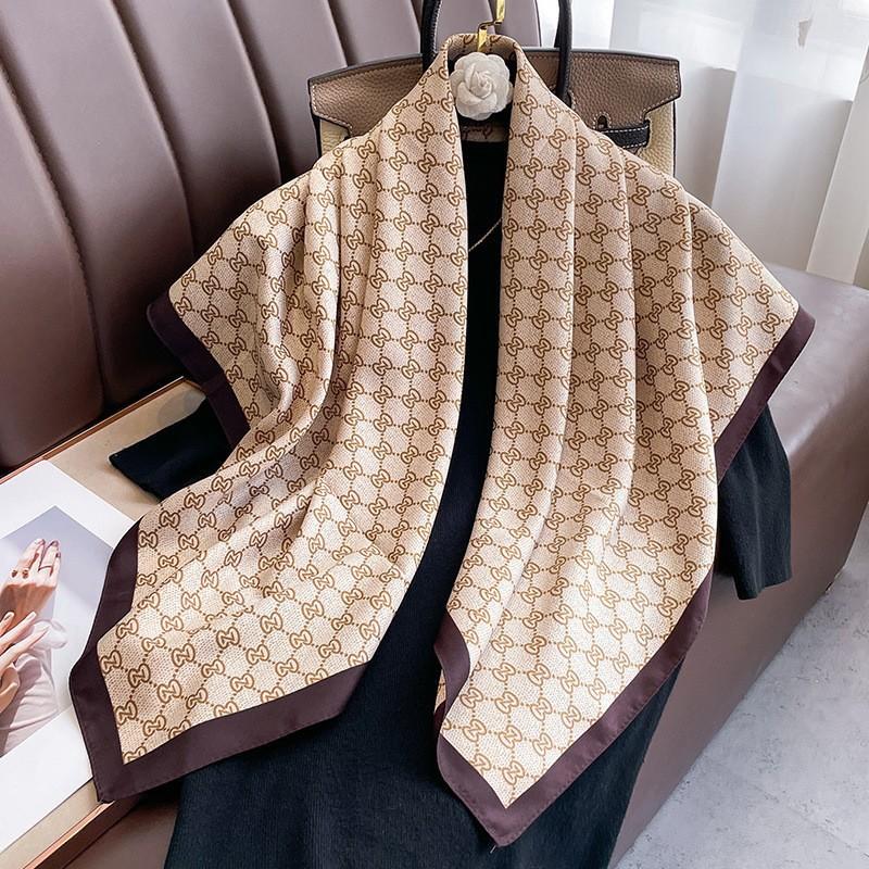 Lightweight 90x90cm Square Scarf Women Navy Style Sun Protection Silk-Like Feel Wear Chic Versatile Accessory