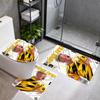 Haaland 3Pcs Bathroom Mat Set Toilet Lid Cover And Rug Ushaped Bath Mats Nonslip Door Mat Decoration