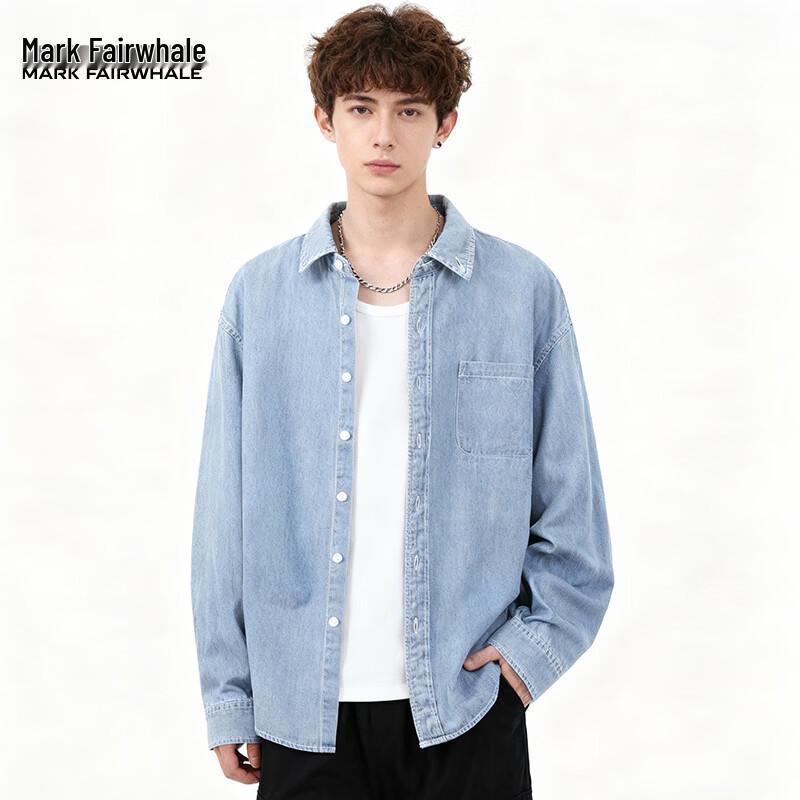 Mark Fairwhale Men s Cuban Collar Denim Shirt XL