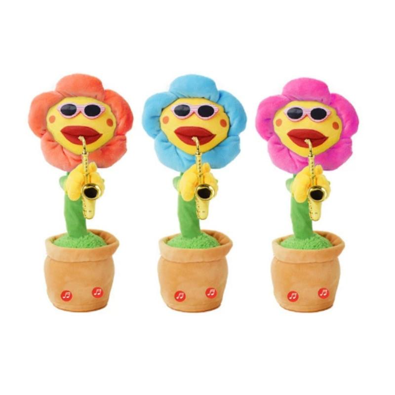 Saxophone Sunflower Plush Toy With Singing And Dancing Functions For Kids Gift