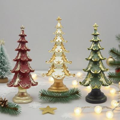 Christmas Tree Tree Figurine Xmas Ornament Resin Snowy Tabletop Decor Elegant Holiday Centerpiece for for Home Living Room Bookshelf
