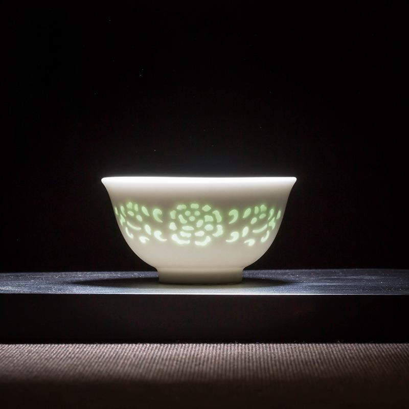 1 Stück Reinweißes, ausgehöhltes, exquisites Kung-Fu-Teeservice, High-End-Teetasse, Teeschale, Teeraum, Einzelne Meistertasse, Teetasse
