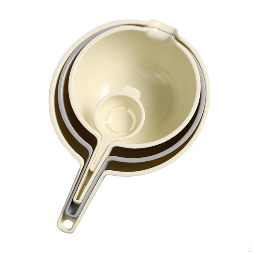 Mixing Bowls Set Nesting Bowl with Handle Pour Spout Colander Vegetable Washing Basket for
