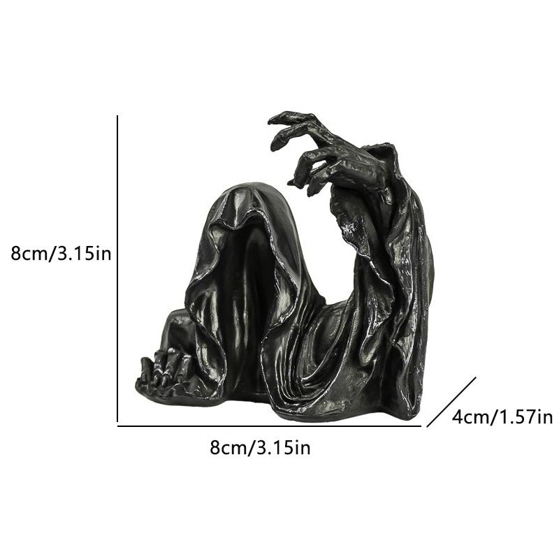 Resin Grim Reaper Sculpture Art Decorative Desk Figure Ornaments Mysterious Man Sitting For Home Desktop Decoration