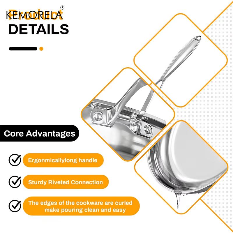 304 Stainless Steel Frying Pan Tri-Ply Skillet Induction Cooking Pan Kitchen Cookware NonStick Pan Fried Steak Pot Multiple Size