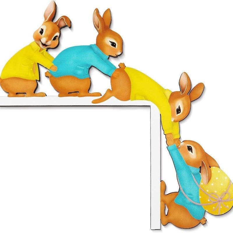 

Пасхальный уголок Изделия ручной работы Декоративные рамки Деревянные кролики Украшения для интерьера дома Подарки Rabbit