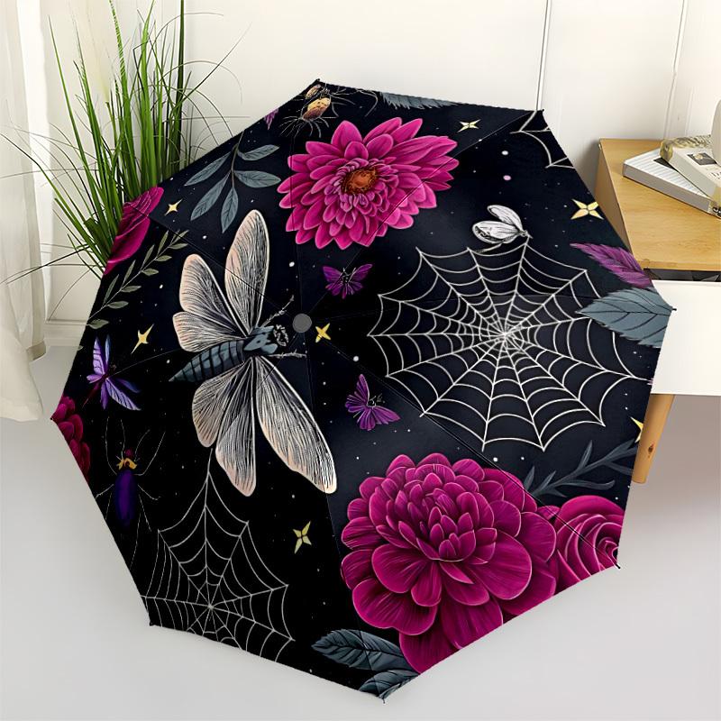 

1pc Floral Fantasy Automatic Folding Umbrella - Portable Collapsible Design, 8-Rib Iron Frame, Durable Fabric yy251125023