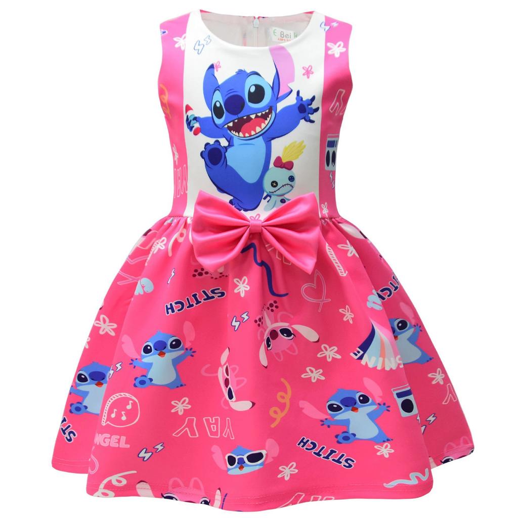 New Summer Products, Interstellar Baby Stitch Girl Dress Dress, Medium Older Children'S Bow Princess Dress