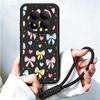 Colorful Bowknots Print Lanyard Case For Xiaomi 14T 13T Pro Redmi Note 15 Pro 4G 14 13 Pro+ 5G Shockproof Bumper Soft Cover