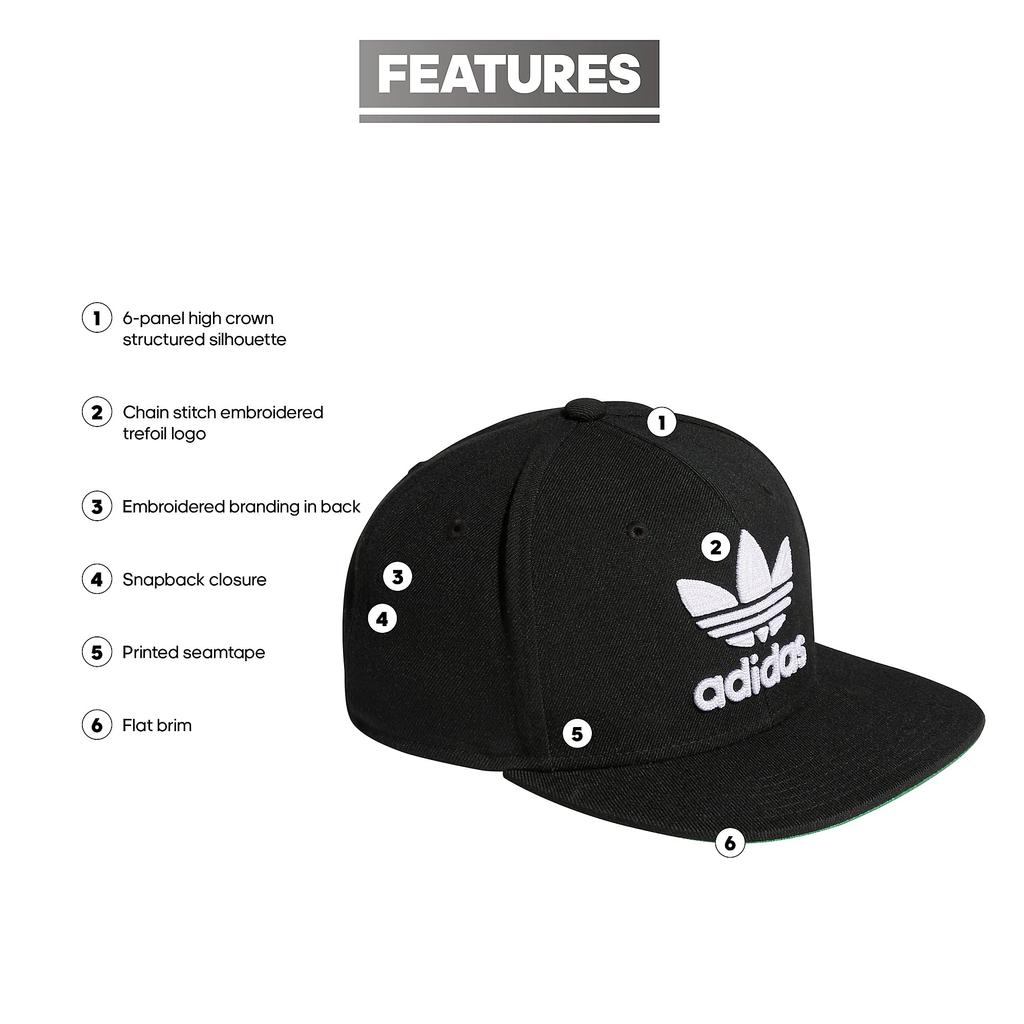 Adidas Men's Originals Snapback Flatbrim Cap S48638, Flat Visor, Black, Parallel Import