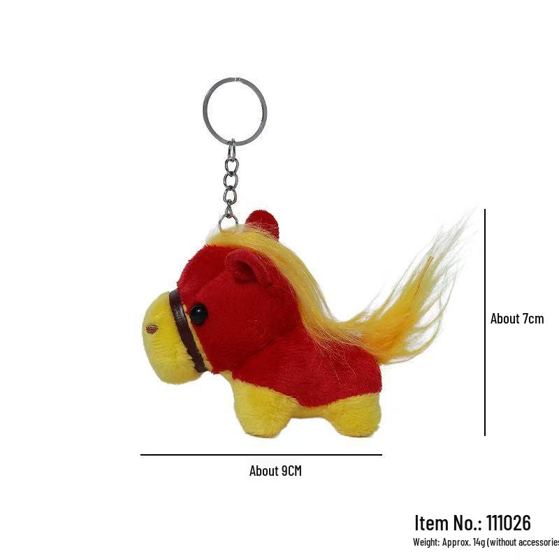 Multicolor Cartoon Pony Plush Keychain - Soft, Cute New Year Mascot Ornament for Backpack