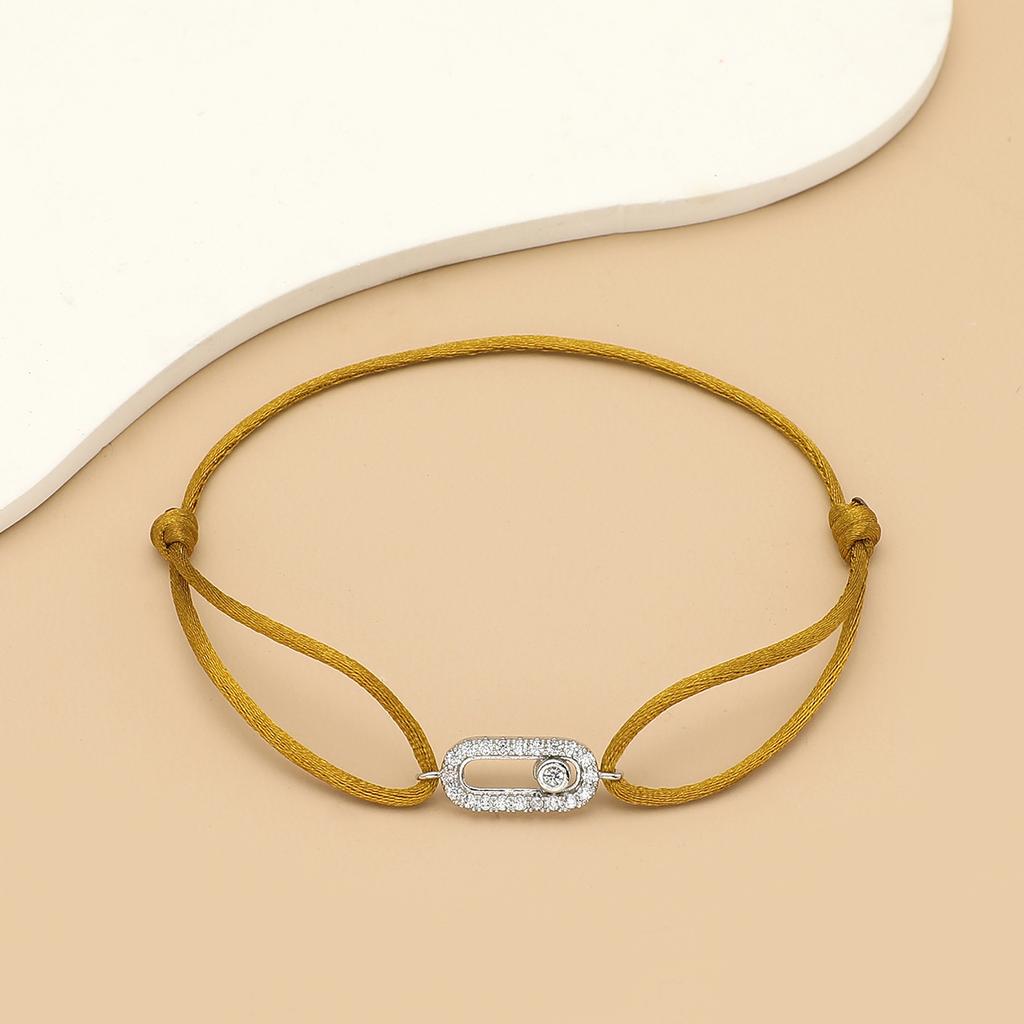 New Simple Fashion Women's Can be moved Round Zircon Rope Bracelet Lace up Chain Adjustable Rope Bracelet jewelry accessory