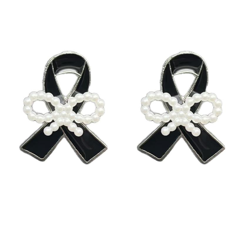 

2/5Pcs Black Ribbon Bow Pin Badge Brooch Funerals Memorial Pin Enamel Black Ribbon Alloy Pin Badge Brooch Clothing Accessory Pin