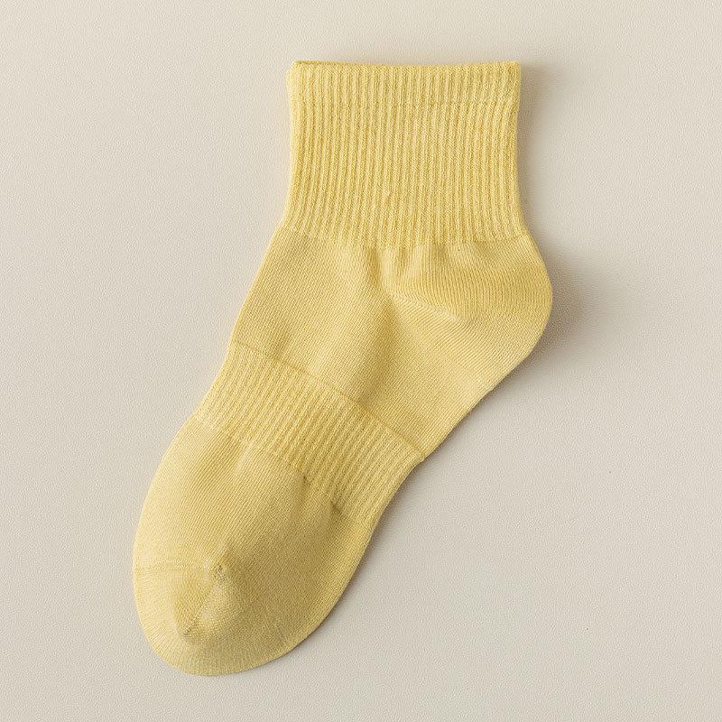 Women's Mid-calf Socks, Boneless Sports Solid Color Cotton Socks, Autumn and Winter Short Socks, Versatile Spring and Summer Socks