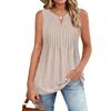 Women's Fashionable  V-neck Loose Casual Pleated Sleeveless Vest Top
