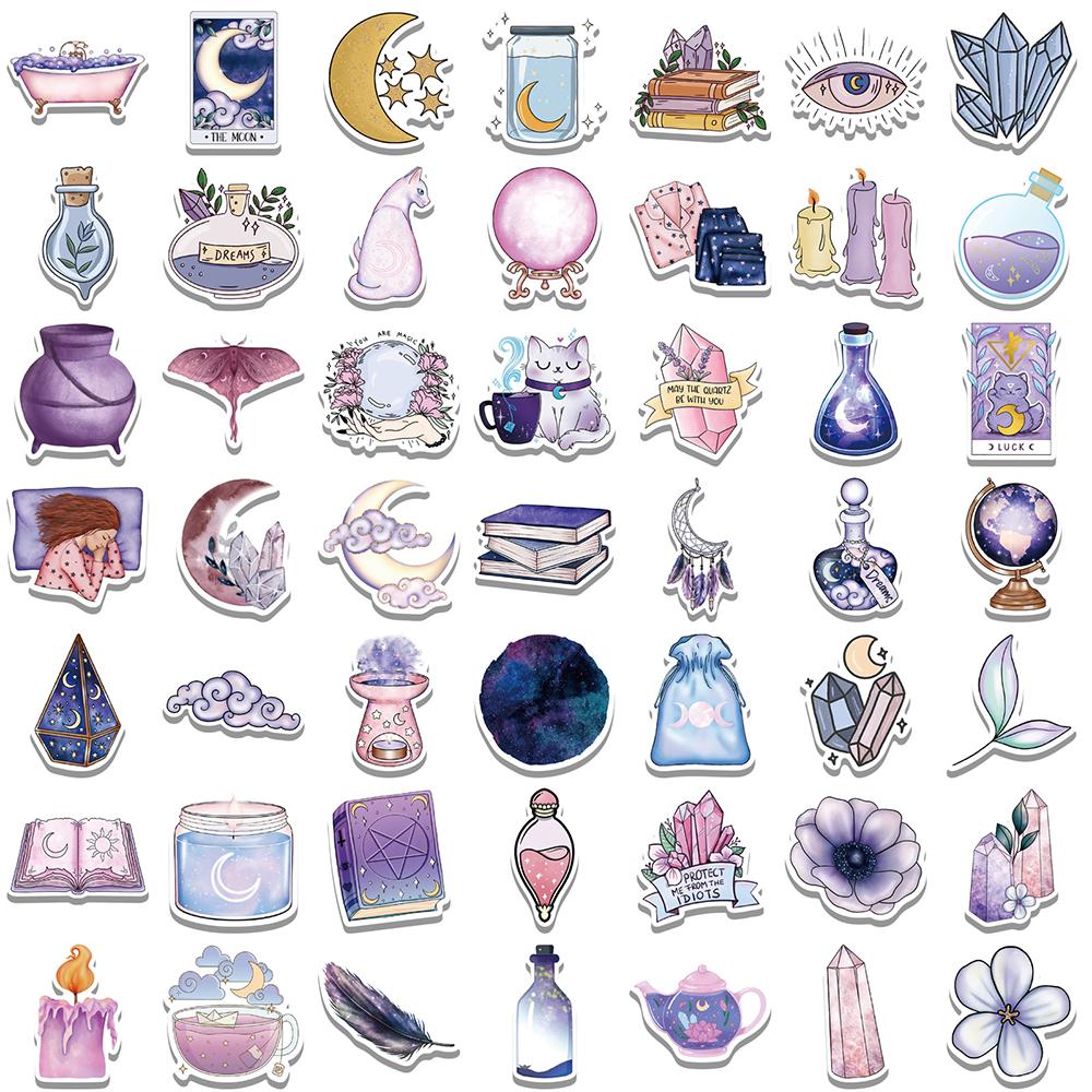 10/30/50/100pcs Cartoon Boho Witchy Magic Moon Stickers Tarot Witch Astrology Decals Suitcase Notebook Phone Aesthetic Sticker