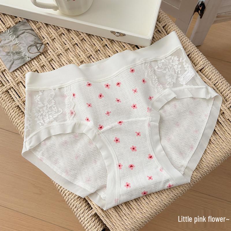 7A Antibacterial Women s Floral Cotton Mid-Waist Breathable Briefs L (95-115 lbs)
