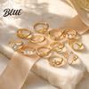 Colored Shell Inlay Rings 14Pcs/Set Women Ring Set Multi-Size Hollow