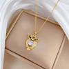 White Synthetic Zircon Owl Pendant Necklace for Women
