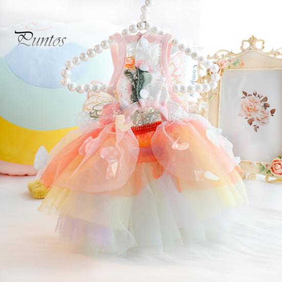 Pet Dress Elegant Summer Cat Princess Dress Charming Butterfly Decor Mesh Stitching Dog Dress for Daily Wear
