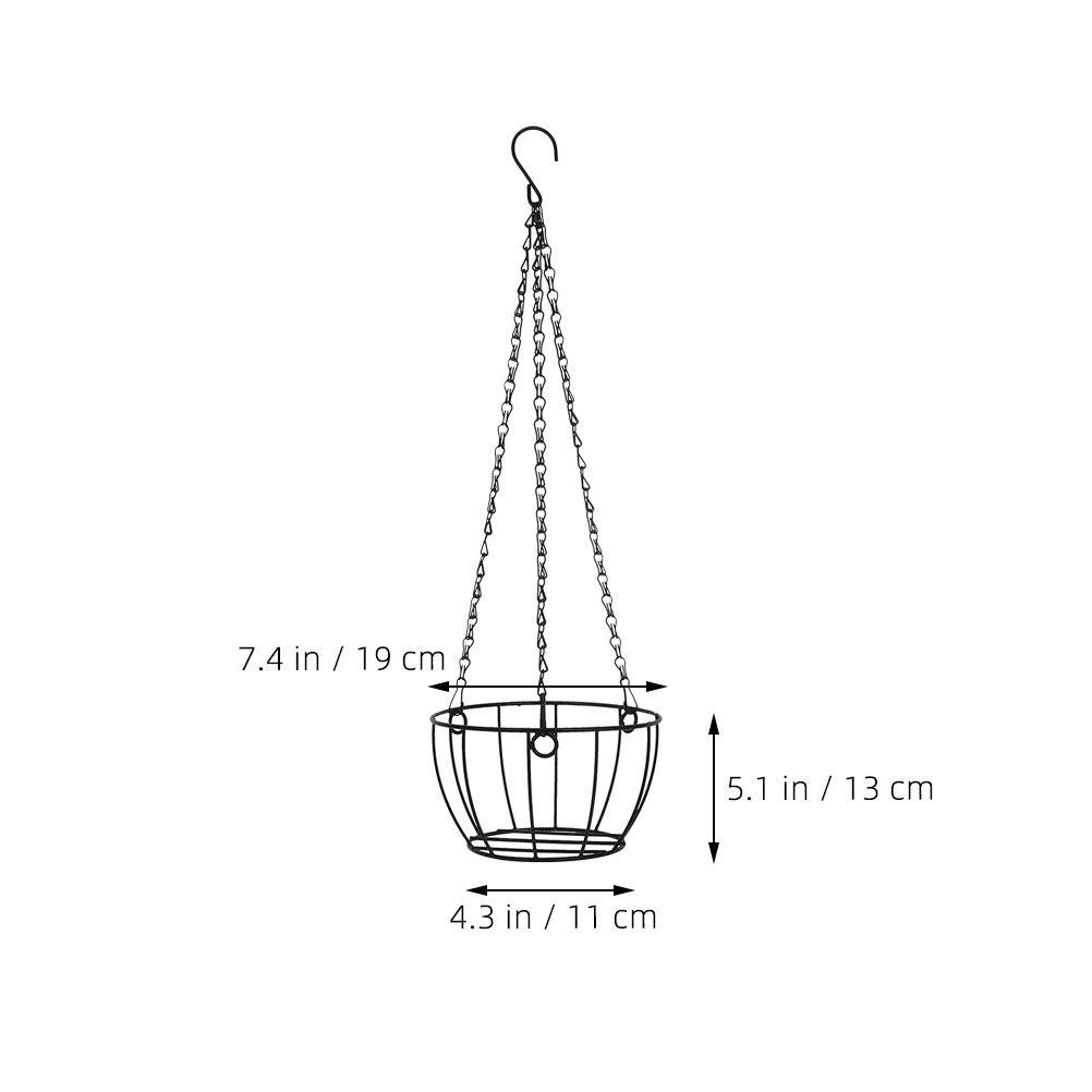 2Pcs Metal Wire Hanging Basket Round Planter Holder Chain Modern Garden Balcony Indoor Outdoor Plant Holder Flower Hanging Pots