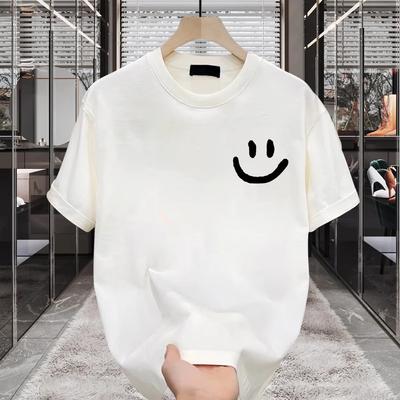 Camisetas de algodão femininas masculinas gola redonda manga curta estampadas casuais