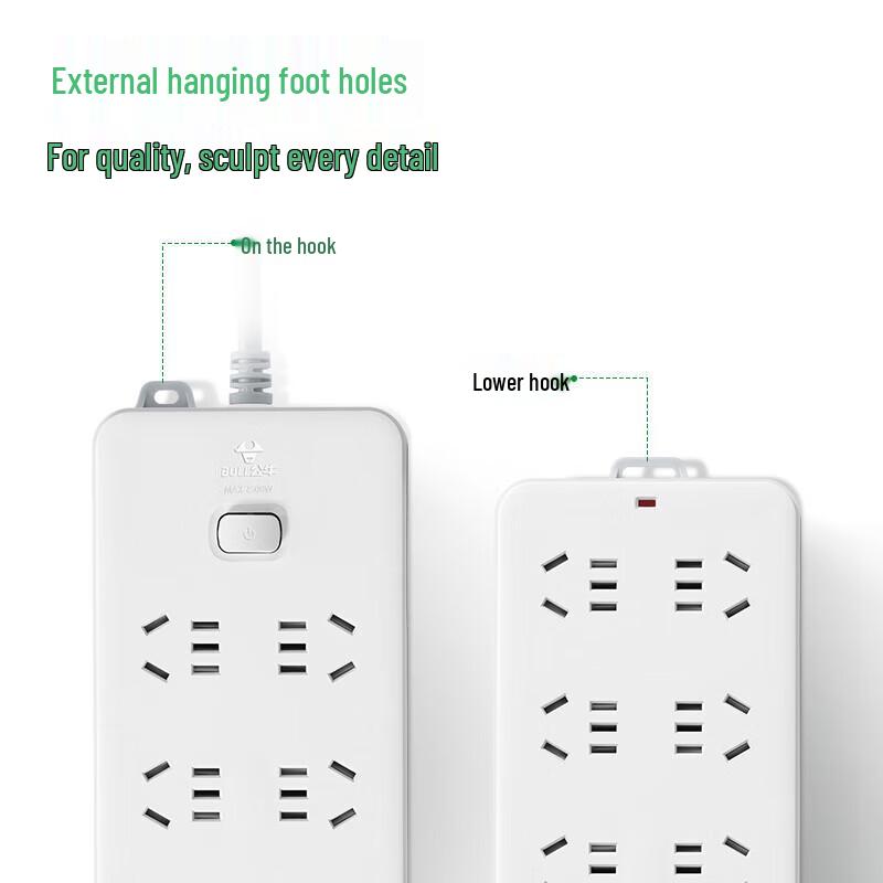 BULL 8-Outlet Overload Protection Power Strip with Master Switch CN Plug (adapter Included)