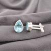 Natural Sky Blue Topaz Gemstone 925 Sterling Silver Handcrafted Cufflinks 0.66" CL-6-4