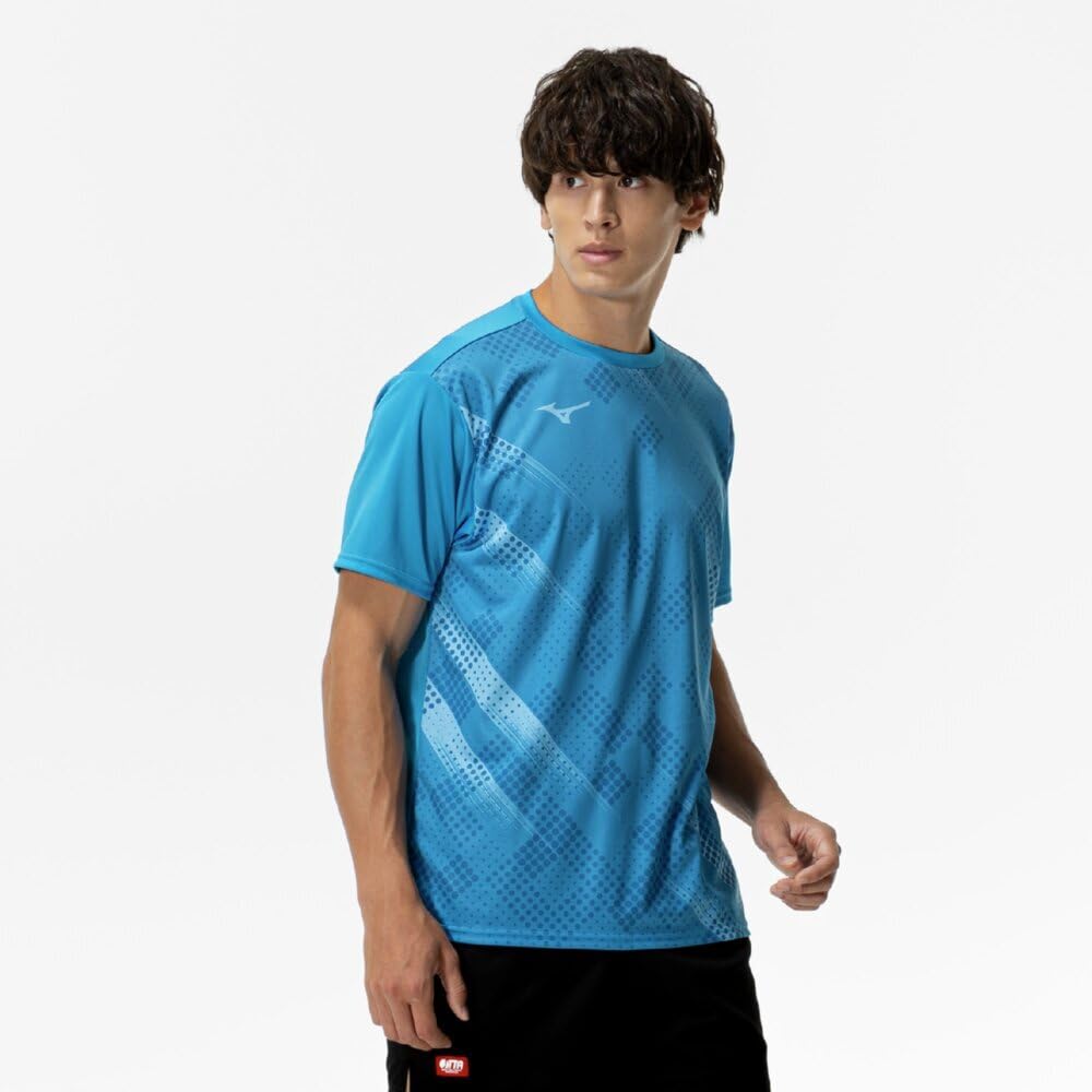 Mizuno Stolní tenisová hra Krátké tričko JTTA Diva modré, rukáv, certifikované, odvádějící vlhkost, rychleschnoucí, unisex, 82JAC103,